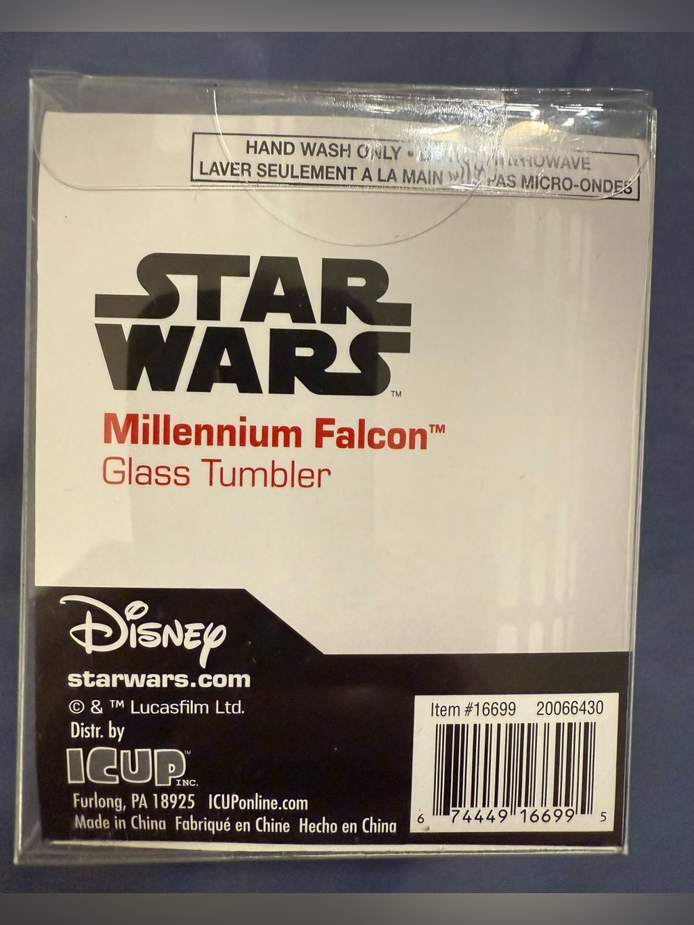 NIB Star Wars Millennium Falcon Glass Tumbler